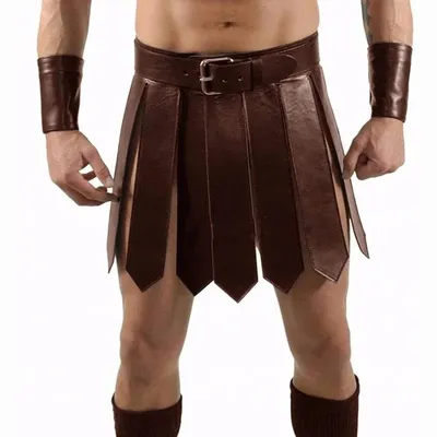 Herren Sexy Europäischer Mittelalter Vintage Leder Cosplay Römischer Rock Krieger Gladiator Unisex Image