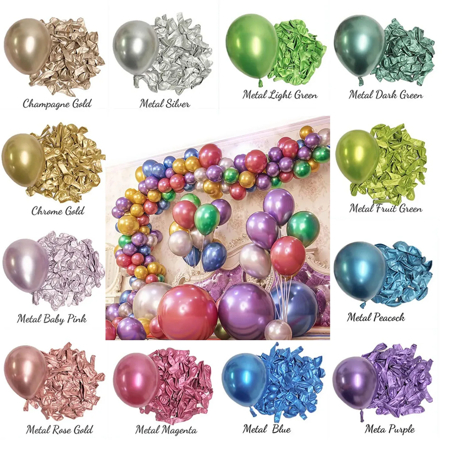 5/10/12inch Metall Geburtstags ballons Metallic Blau Grün Silber Chrom Roségold Ballon Baby party Hochzeit Weihnachts dekoration Image