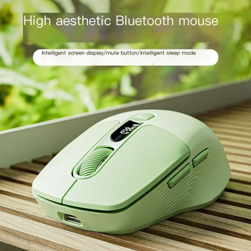 Q1 Nette Drahtlose 2,4G + Bluetooth Maus Bildschirm Power Display Mause Mädchen Laptop Büro Stille Mäuse Aufladen für kleine Hand Tragbare Image