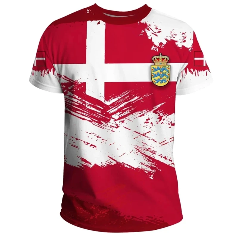 3D Druck Dänemark Flagge Emblem T Shirts Für Männer Coole Designs T-shirt Frauen Kleidung Harajuku Mode Streetwear Männlich Tees Tops 4XL Image