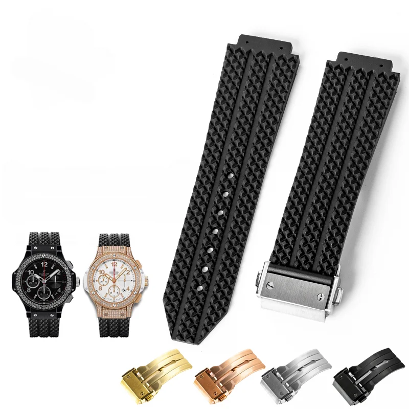 Für Hublot 26*19mm 24*17mm Yubo Classic Fusion Big Bang wasserdichte Silikon konvexe Schnitts telle Herren Sport uhr Armband Image