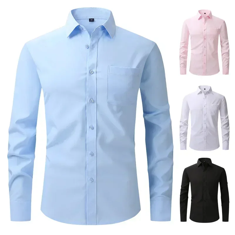 Camicia elastica taglia usa nuova camicia a maniche lunghe da uomo d'affari e per il tempo libero Slim Fit abito professionale stile stagionale più venduto