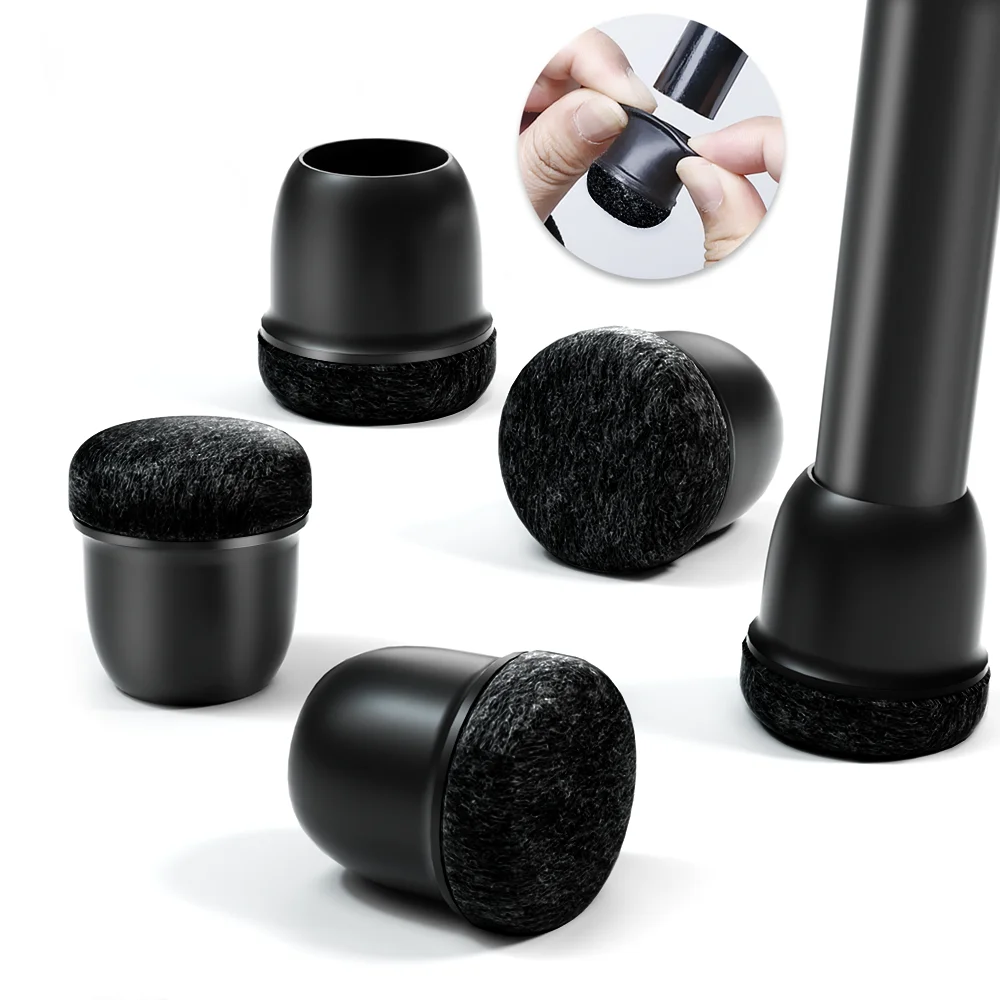 8 Stück runde Tisch- und Stuhlbein-Bodenschutz-Fußabdeckung, schwarz, rutschfeste Silikon-Möbelfüße, keine Kratzer für Hartholzböden