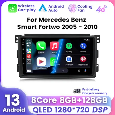 Carplay android system auto dvd multimedia player für mercedes benz smart fortwo 2005 2006 2007 2008-2010 wifi radio stereo gps Auto GPS Multimedia Radio, 8-Kern DSP ohne DVD Player, 2Din Stereo