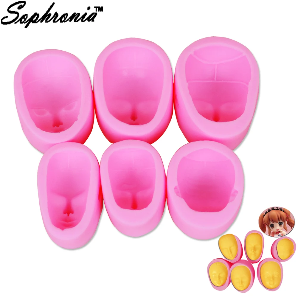 6 stücke 3d Mädchen Baby Gesichter/Dame Kopf Silikon form Fondant Formen DIY Kuchen Dekorations werkzeuge Sugar crafts Ton Schokolade Formen c123 Image