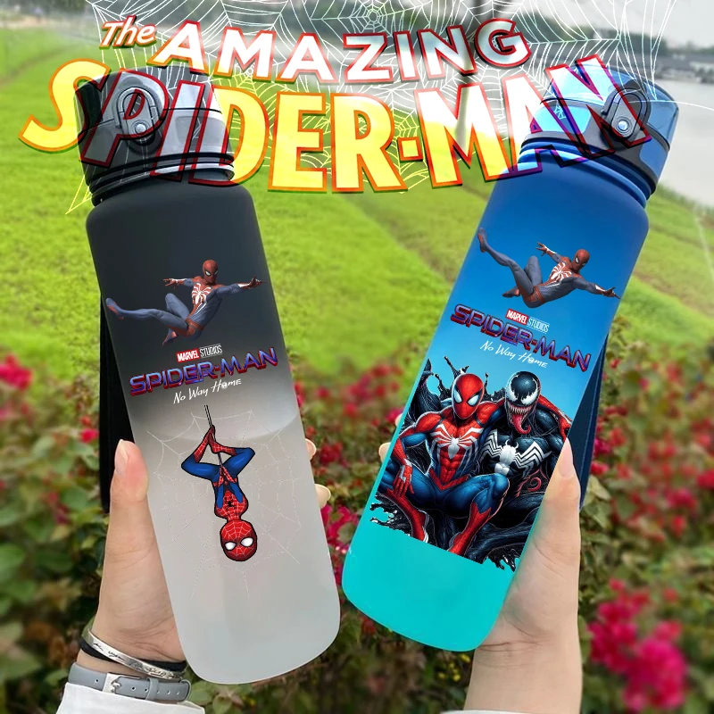 Marvel Spider-Man Große Kapazität Tragbare Kunststoff Outdoor Sport Trinkbecher Bergsteigen Tasse Geschenk Cartoon Wasserflasche Image