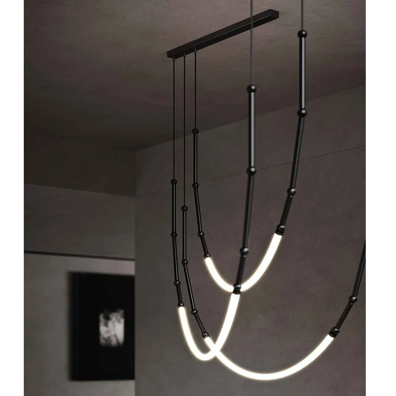 Moderne Kunst Barth eke Kronleuchter Restaurant LED Hängelampe einfache Linie Wohnkultur Pendel leuchte Lobby Pendel leuchte Lampa ras