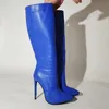 Berzimer Frauen kniehohe Stiefel voller Reiß verschluss spitze Zehen dünne High Heels hohe Stiefel Damen hand gefertigte Schuhe Frau große Größe 41 45 47