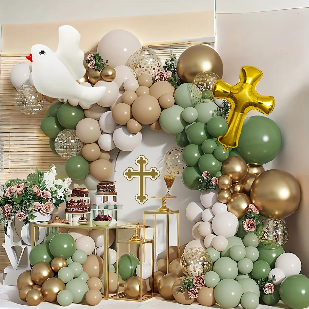 147-teiliges religiöses Feier-Ballon-Set, geeignet für Kommunion, Taufe, Hochzeit – Gebet, Erste Heilige, Taufe, Party-Dekoration Image