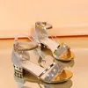 2024 neue Mode Damen Sandalen Gold und Silber Low Heel Freizeitschuhe Damen Offene Spitze Sommer Leichte Mode Damenschuhe