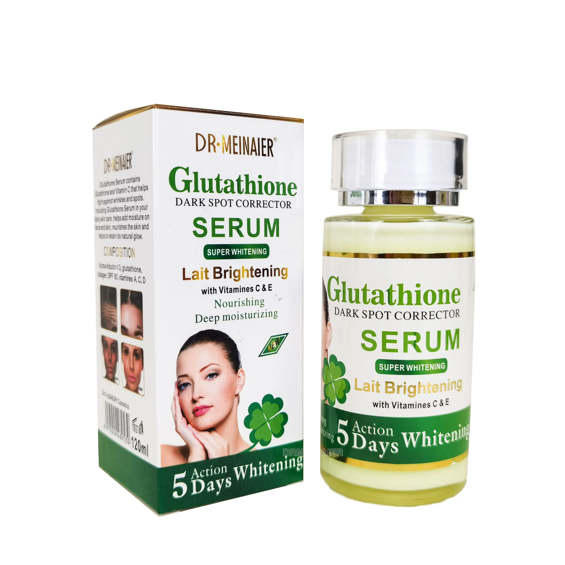 120 ml Glutathion-Serum für Gesicht und Augen zur Aufhellung der Haut, Dunkle Fleckenkorrektur, mit Vitamin E&C Image