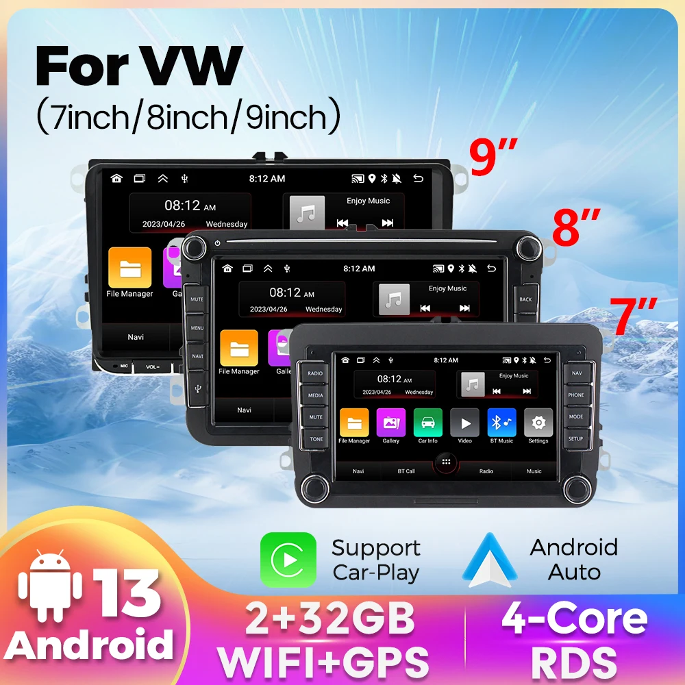 7" 8" 9" Universal Android 13 Autoradio für VW Volkswagen Passat B6 B7 / Skoda Fabia Octavia 2 3 /Seat Altea Leon Navigation GPS Image