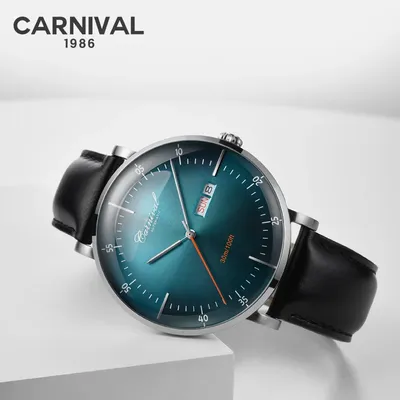 Mode MIYOTA Automatische Uhr Luxus Marke KARNEVAL Männer Uhr Wasserdicht Datum Woche Leder band