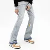 2023 neue Mode Splash Tinte Graffiti Vintage Baggy Männer Flare Jeans Hosen Elegante Gewaschen Blau Hip Hop Denim Hosen Ropa hombre
