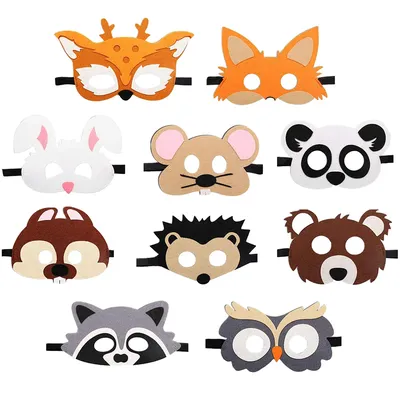 Verschiedene 10 Stück Filz Tier masken für Kinder Requisiten für Halloween Maskerade Geburtstag Image