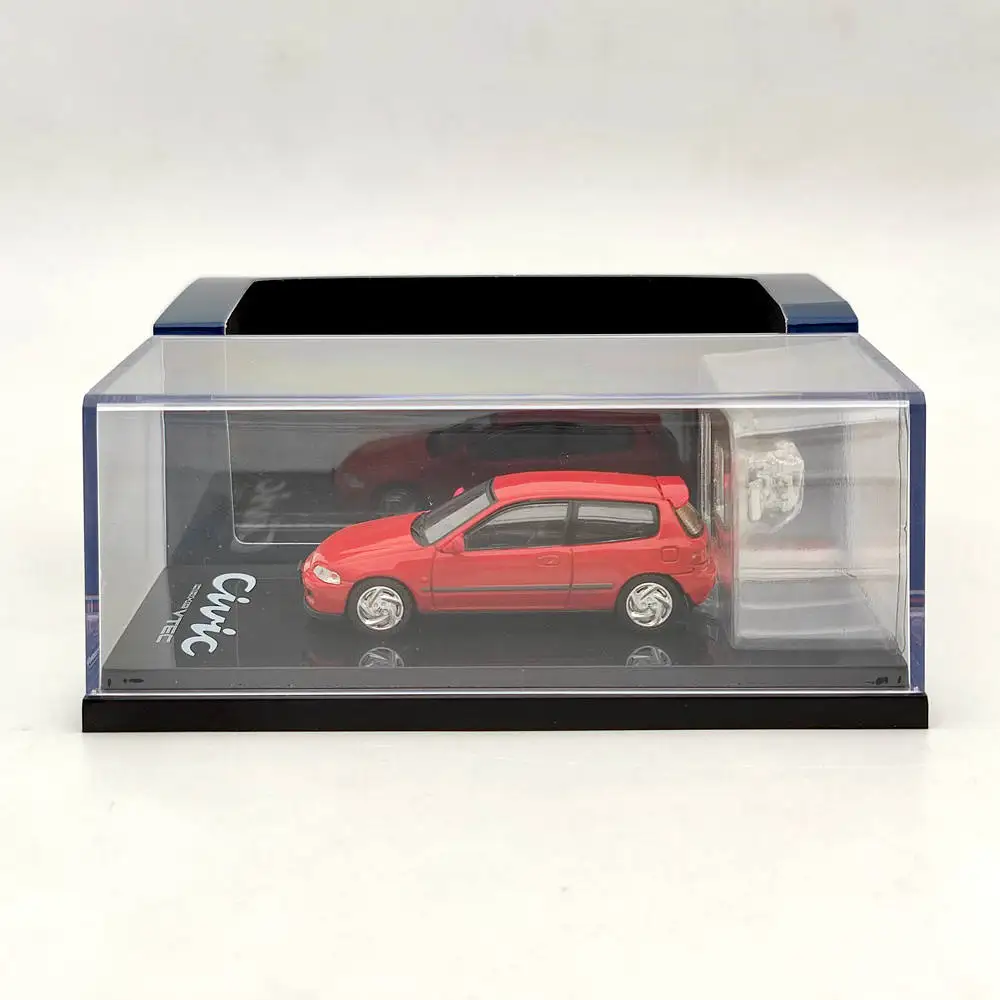 Hobby Japan 1:64 für Civic (EG6) mit Motordisplay, Modell Rot, HJ 641017 GR Diecast Toys Car Collection Geschenke