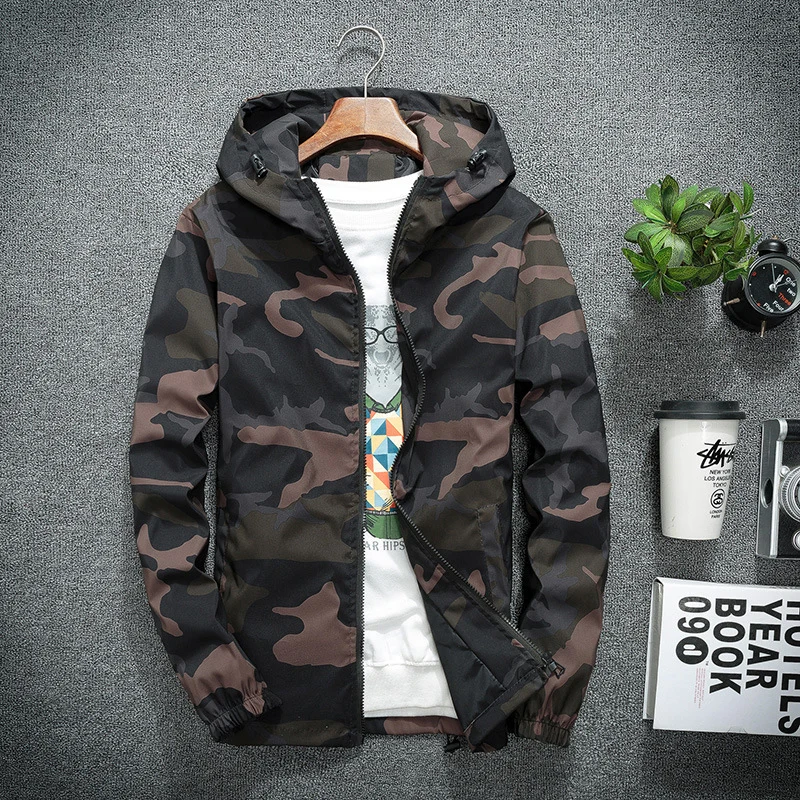 Frühling Herbst Herren Wandern Jacken Männer Casual Windjacke Camouflage Mit Kapuze Mäntel Mens Fashion Hip Hop Bomber Jacken Kleidung