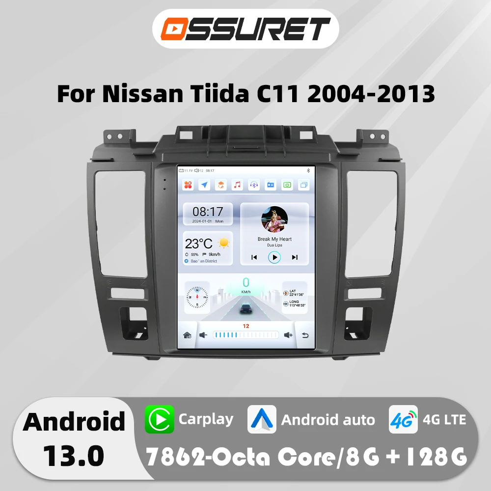 9,7 "7862 Android 13 Auto radio für Nissan Tiida C11 2004-2013 Multimedia-player GPS navi Carplay 4G Autoradio 2din 360 Cam Bildschirm Image