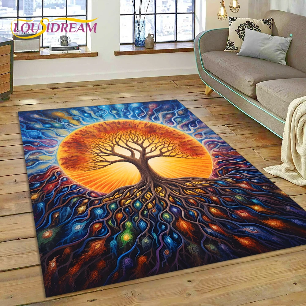 3d Baum des Lebens Natur Wikinger yggdrasil nordischen Teppich Teppich für Wohnzimmer Schlafzimmer Dekor, rutsch feste Dekoration für Sofa Fuß matte Geschenk Image