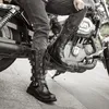 Größe 38-46 Herren Leder Motorrad lange Stiefel Mitte der Wade atmungsaktiv Kampf Gothic Gürtel Punk