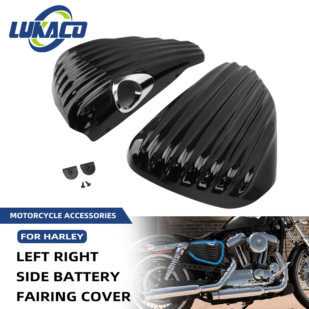 Links & Rechts Moto Verkleidung Batterie Abdeckung Schutz Für Harley Sportster XL1200 XL883 Forty Eight 2004-2013 Motorrad Zubehör Image