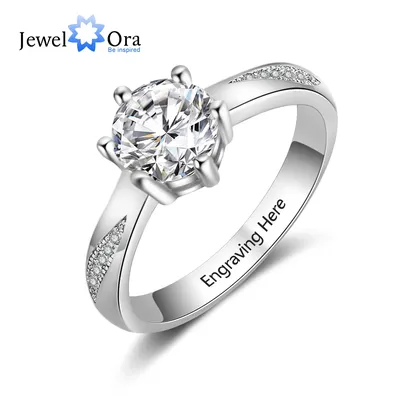 Klassische Hochzeit Ring Personalisierte Geschenk Eingraviert Name Silber Farbe Ringe für Frauen