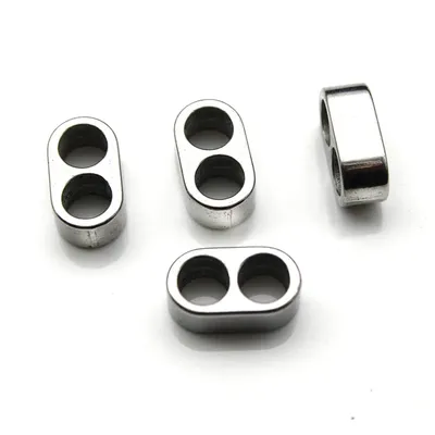 4 teile/los Doppel Loch Edelstahl Große Loch Spacer Perlen für Schmuck Machen Slider Charme Leder