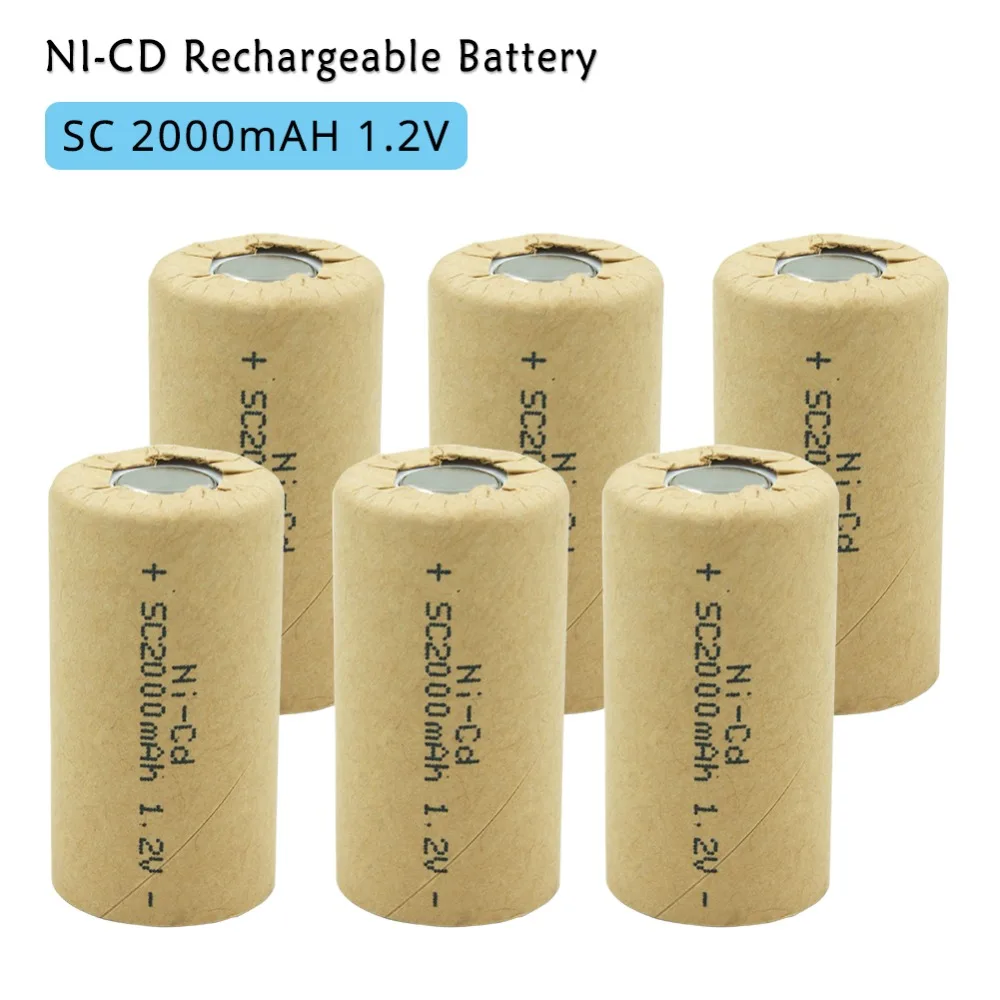 SC Sub C 2000 mAh Ni CD 1,2 V wiederaufladbarer NI-CD-Akku mit hoher Entladungsrate 10 C für Taschenlampen-Scheinwerfer-Elektrowerkzeug-Akku Image