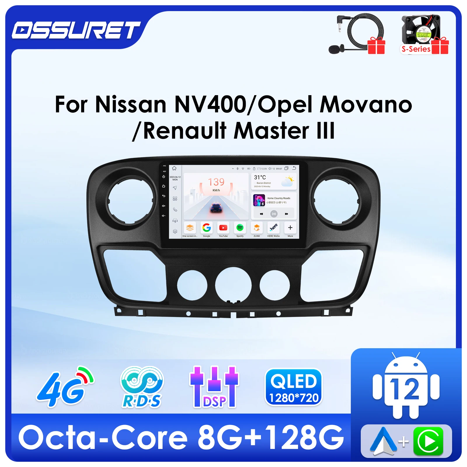 4G Android 13 Autoradio Multimedia-Player für Renault Master III 3 Opel Movano Nissan NV400 2010-2019 GPS Navi Stereo 2din Audio Image