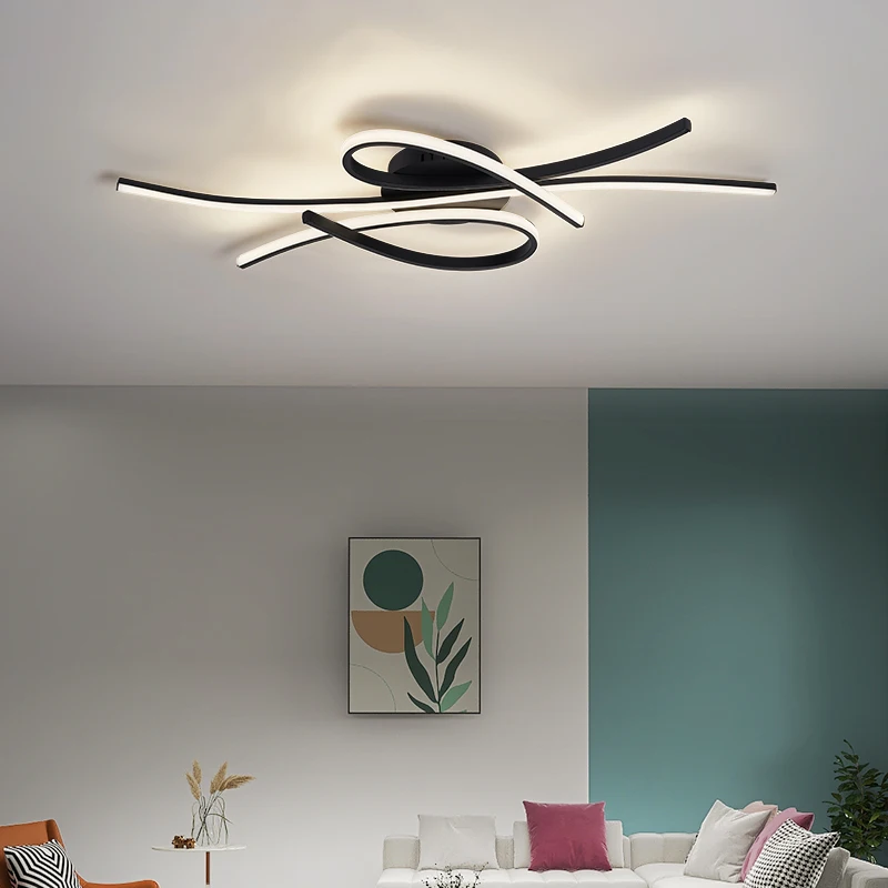 Smart Home Alexa Moderne LED-Deckenleuchten für Wohnzimmer Schlafzimmer Dekoration Maison Deckenleuchte Gold/Schwarz Deckenleuchte Lampe