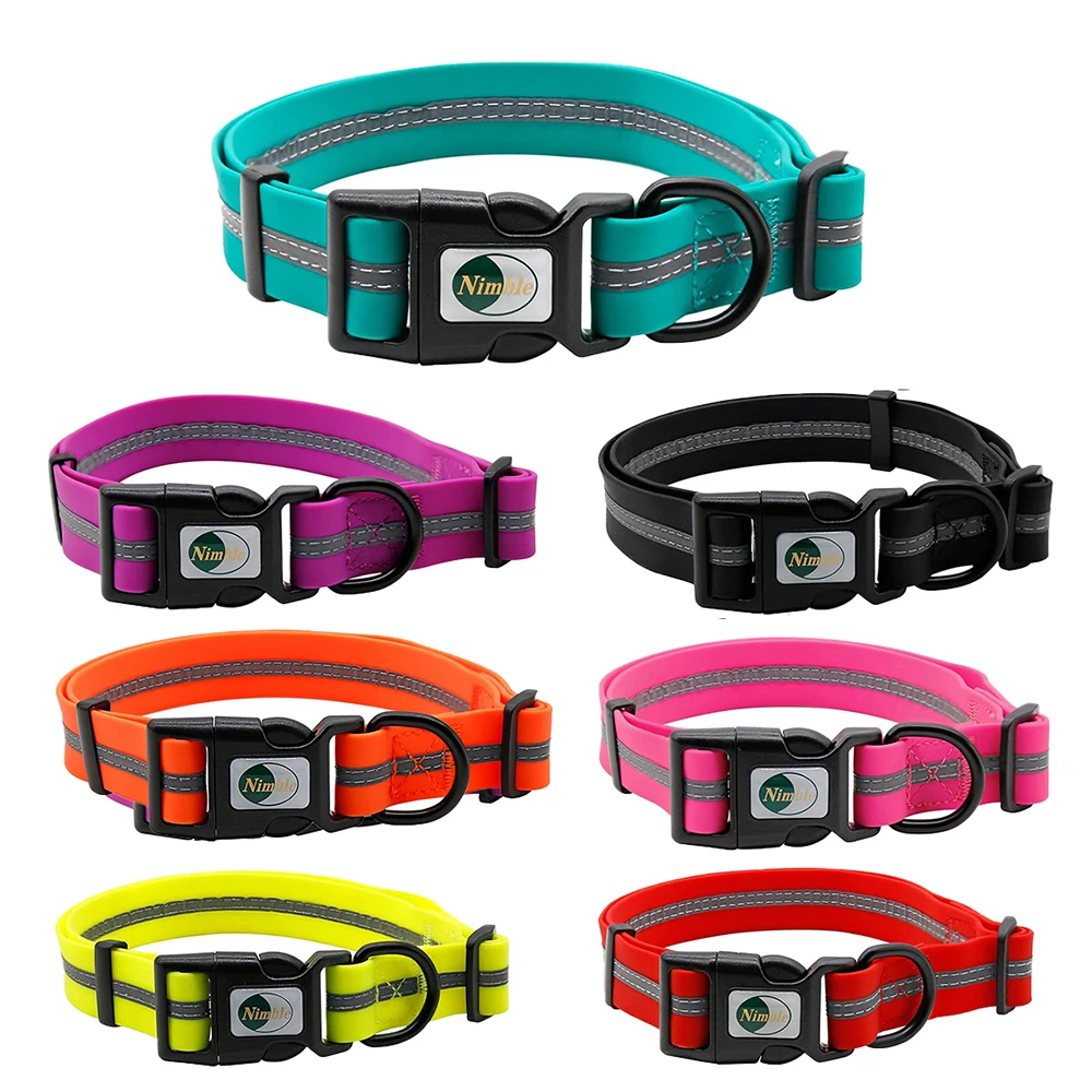 PVC Haustier Hunde halsband wasserdicht geruchs neutral haltbar verstellbar Polyester weich mit reflektieren den Streifen Grund Hunde halsbänder s/m/l Image