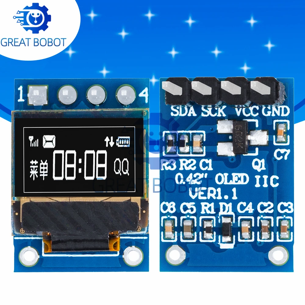 0,42 "0,42 Zoll Weiß OLED Display LCD Modul 72X40 Seriellen Bildschirm Weiße Farbe I2C IIC/SPI Schnittstelle SSD1306 72*40 Für Arduino Image