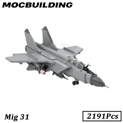 Mig 31 Flugzeug Kampfjet Flugzeug Modell MOC Bausteine Display Bau Ziegel Spielzeug Geschenke Weihnachten Image