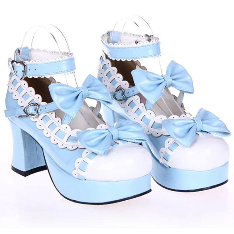 Weiblichen Frühling Anime Maid Cosplay Lolita Sandalen frauen Schuhe Mit Hohen Absätzen Vintage Bogen High Heels Leder Prinzessin Plattform Schuh