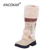 Kncokar neue Winter warme Stiefel verdickt Pelz High Heel Stiefel Frauen Schuhe Mode sexy lange