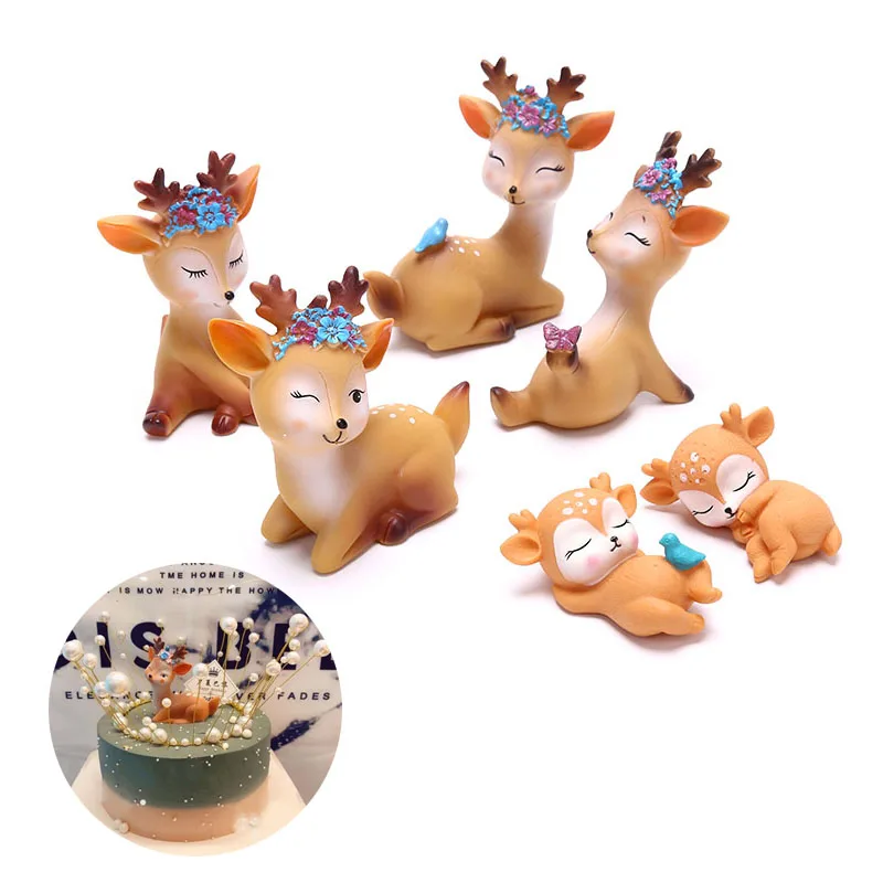 Sika hirsch Backen Kuchen Topper Dekoration Miniaturen Fee Garten Ornament Handwerk Image