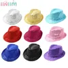 Kinder Glänzende Pailletten Fedora Hut Hip Hop Jazz Street Dance Performance Cap Cosplay Kostüm für Schule Party Halloween Karneval