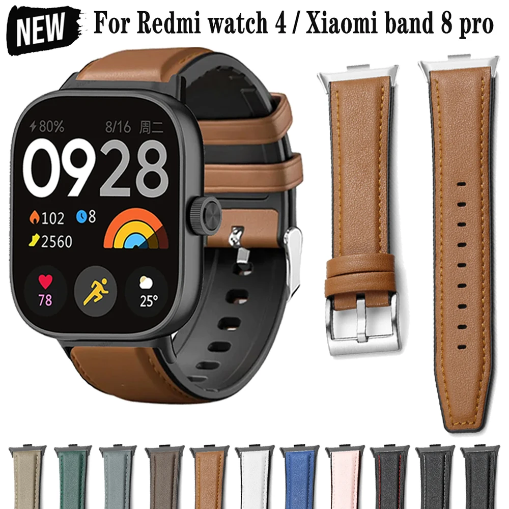 Band leder armband für redmi uhr 4 armband für xiaomi mi band 8 pro armband smart watch sport armband accessoeies Image