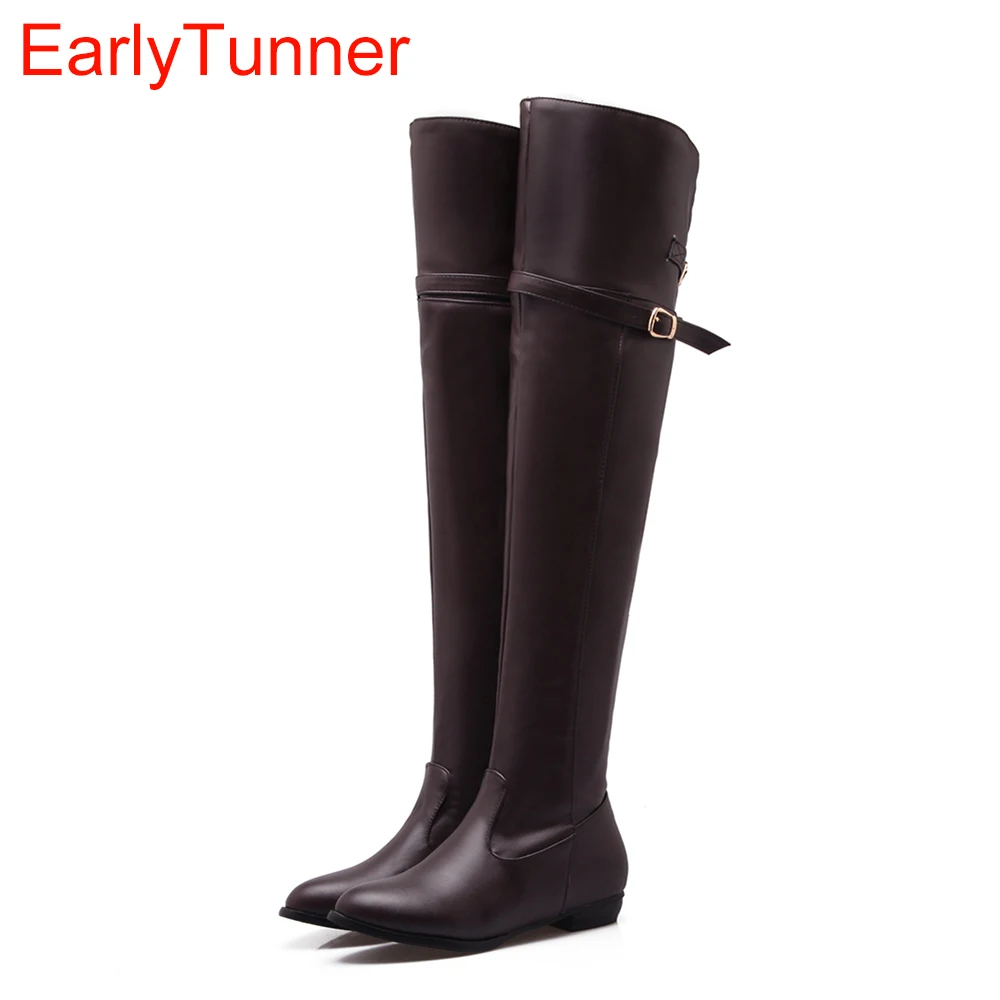 Neue Winter-Damen-Overknee-Oberschenkelhohe Stiefel, süß, schwarz, braun, Damenschuhe, A181H, Übergröße, 45, 10, 11, warmes Fell