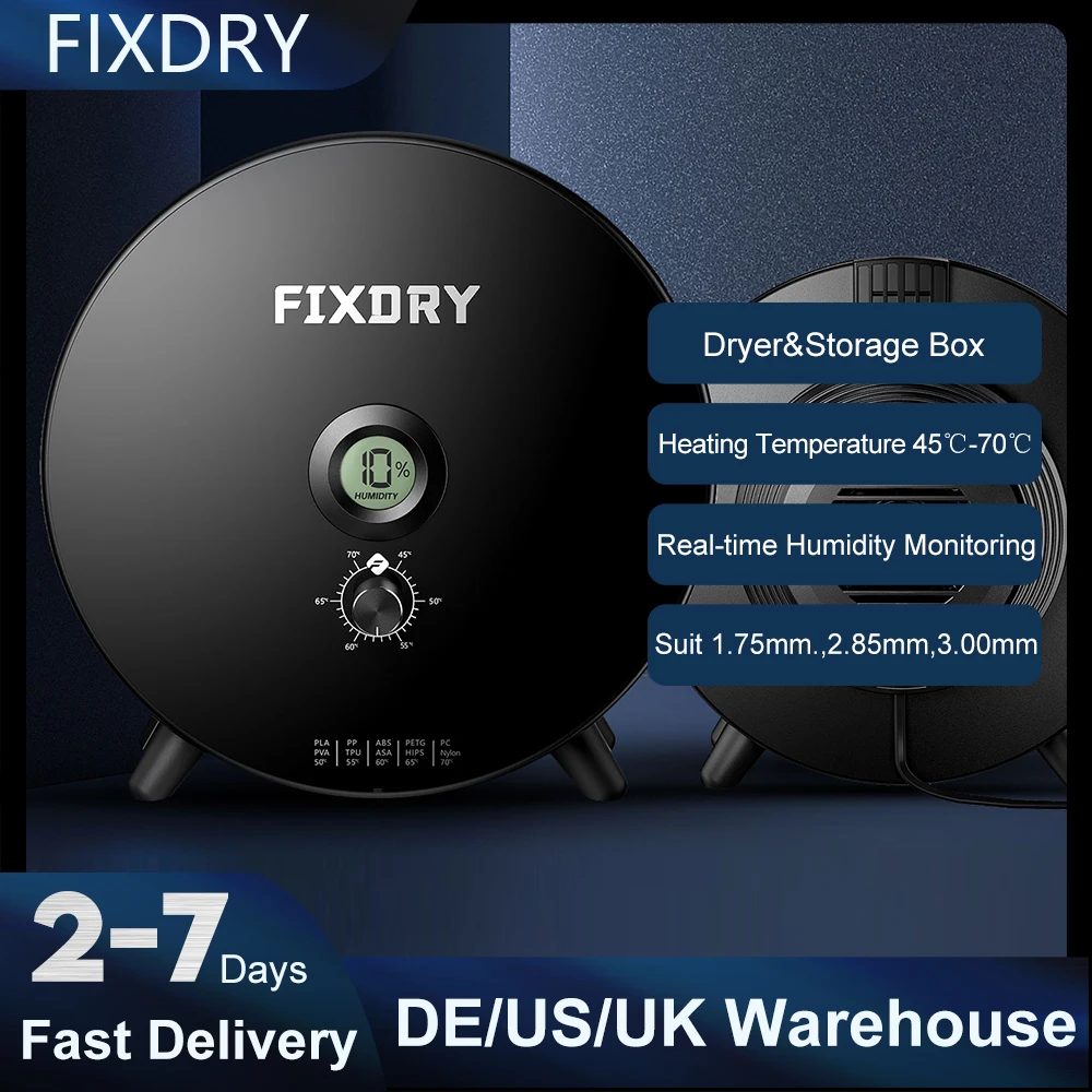 Fixdry nt1 Filament trockner 360 ° umgebende Heizung 45 ℃-70 ℃ Echtzeit-Feuchtigkeit überwachung 1kg Filamente Dehydrator Aufbewahrung sbox Image