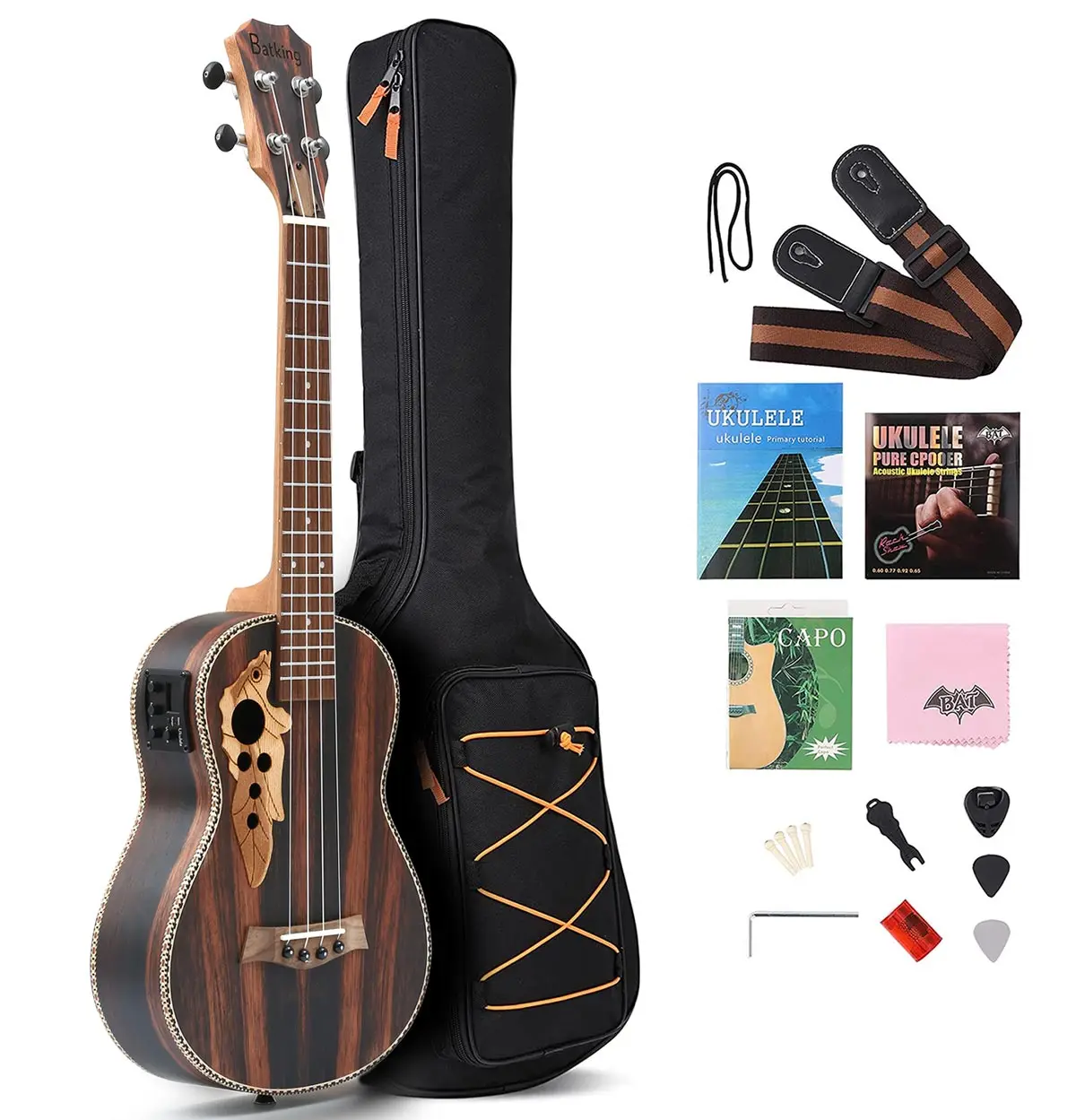 30 Zoll alle Blackwood Bariton akustische elektrische Ukulele mit Fachwerk stange mit eq mit Gig-Tasche, Riemen, Nylons chnur, elektrischer Tuner Image