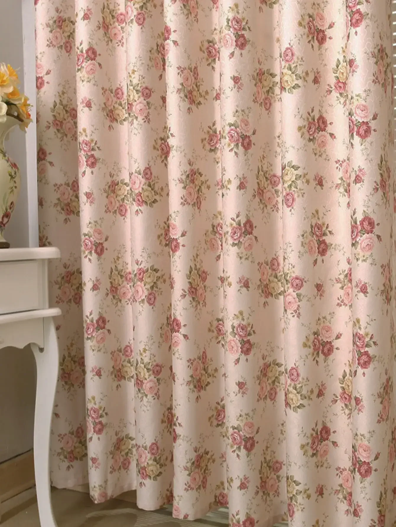 Mädchen Schlafzimmer Wohnzimmer American Style 1PC Kleine Blumendruck Vorhänge Rosa Niedliche Kinder Image