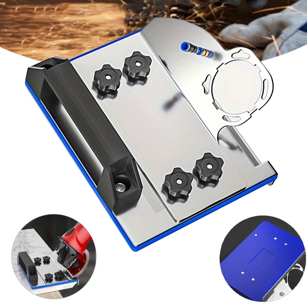 Winkelschleiferständer für Fliesen 45 ° Fasenschneiden Winkelschleifer Aufsatz Edelstahl tragbare abgeschrägte Halterung Staubentfernung Image