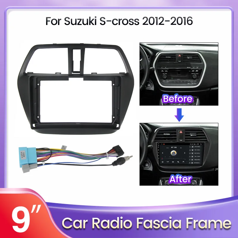 9-Zoll-Autrahmen-Adapter für Suzuki S-Cross SX4 2014–2017 Android Stereo Radio Audio Dash Fitting Panel Kit Montagerahmen Gesicht Image