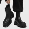 Herren lässig Chelsea Stiefel schwarz stilvolle Plattform Schuhe Cowboy hoch original Lederstiefel