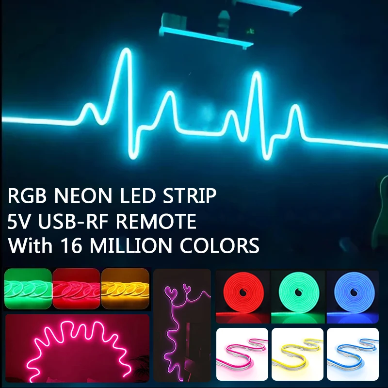 USB LED Neonlichter Streifen, DC 5V RGB LED Neonlicht Streifen HF Fernbedienung flexible Neon LED Seil Lichter Neon LED Seil Lichter