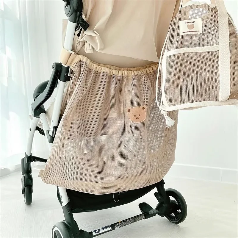 Wieder verwendbare Kinderwagen Hänge tasche Sommer Mesh Kinderwagen Tasche Windel Veranstalter Baby artikel Windel tasche große Kapazität Wagen Zubehör Image