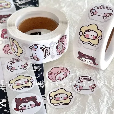 500 Stück niedlichen Sanrio Kuromi meine Melodie Aufkleber Rolle Kawaii Cartoon niedlichen Siegel Image