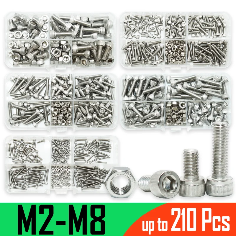 Innen sechs kant schrauben Set m2 m2, 5 m3 m4 m5 m6 m8 2,5 Edelstahl Vollzahn becher kopf Sechs kant Innen sechs kant mutter Maschinen schrauben Image