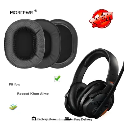 Ersatz Ohr Pads für Roccat Khan Aimo Headset Teile Leder Kissen Samt Ohrenschützer-kopfhörer Hülse Abdeckung Image